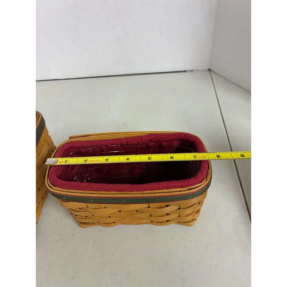 Longaberger 2004‎ Handmade Baskets Set of 2 with Liners and Protectors Burgundy